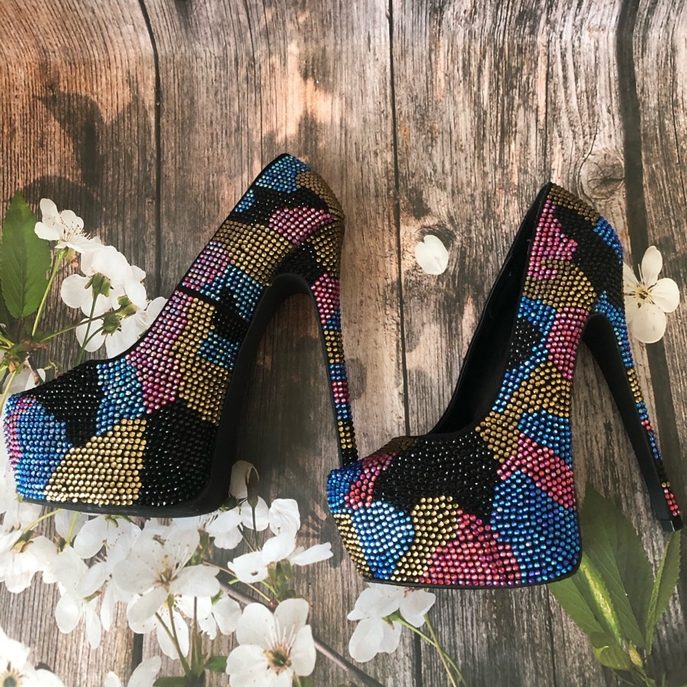 Steve Madden Colorful Rhinestone Platform Heels - Picture 5 of 7